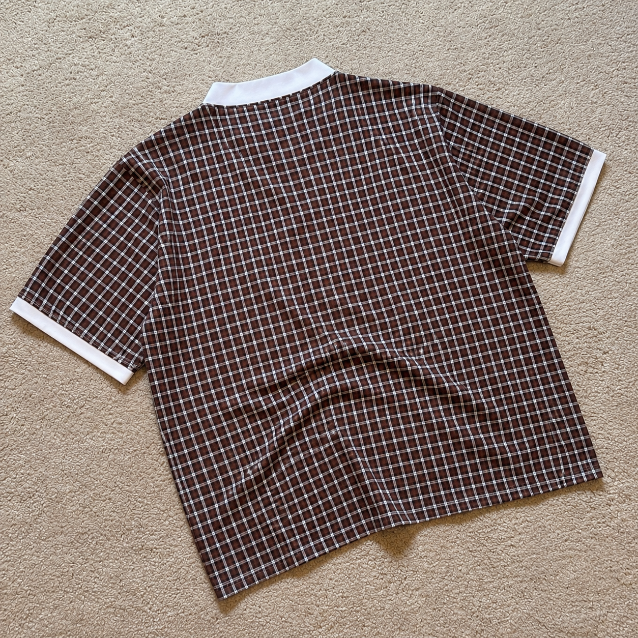 England Inspired Brown Checkered Football Jersey – Oversized