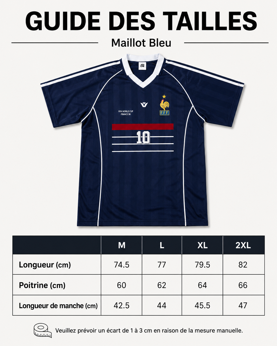 Maillot France 1998 Vintage Bleu Marine – Numéro 10