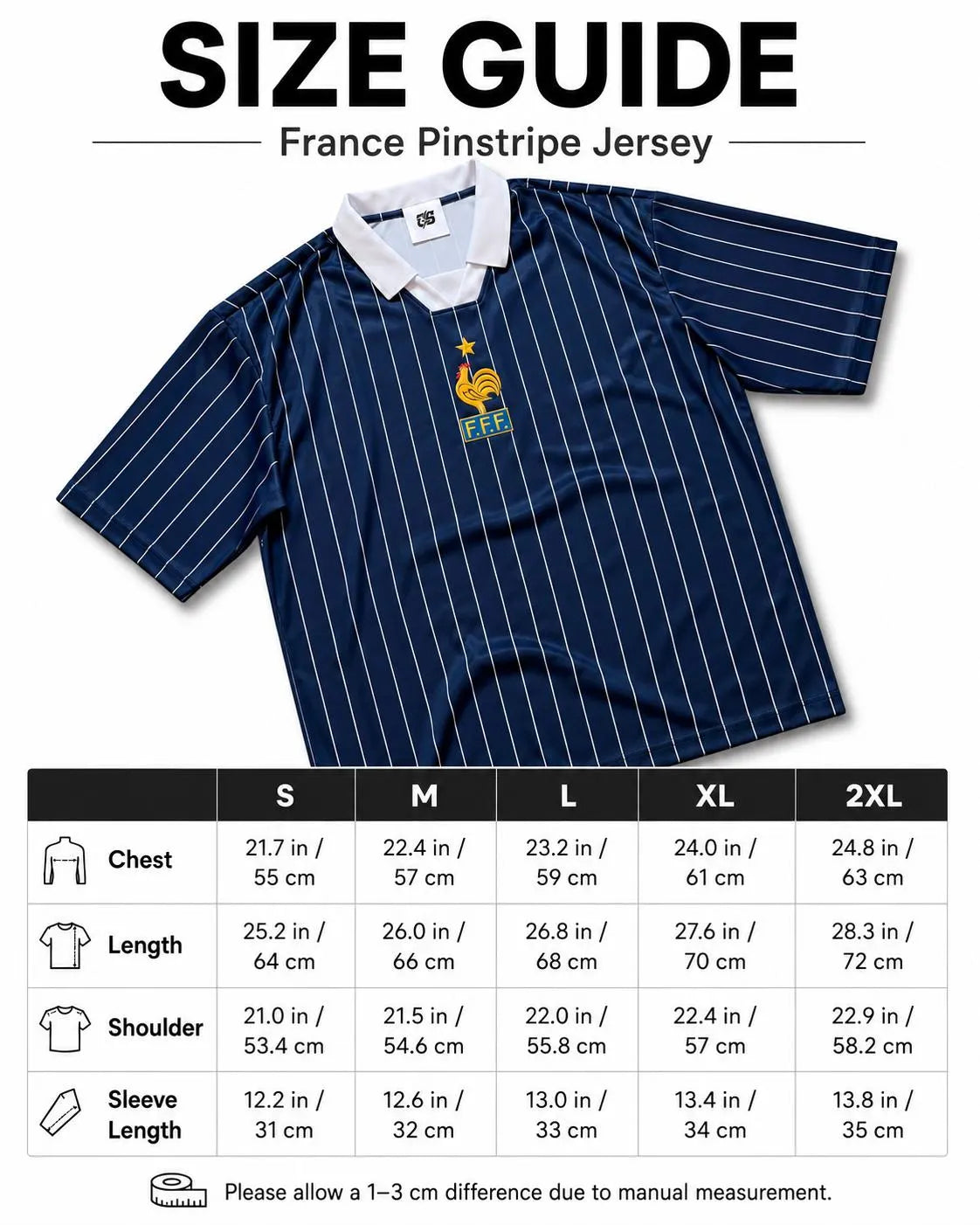 France Inspired Navy Pinstripe Football Jersey – Oversized
