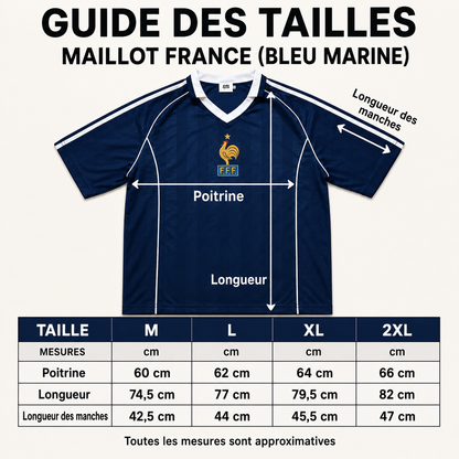 Maillot France rétro bleu marine – Écusson FFF