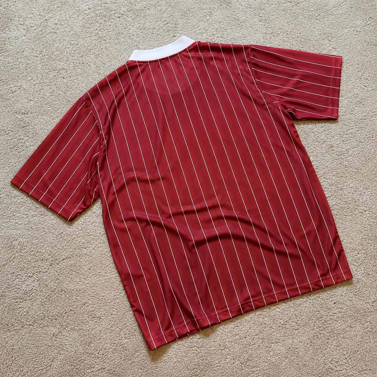 Portugal Inspired Burgundy Pinstripe Football Jersey – Oversized