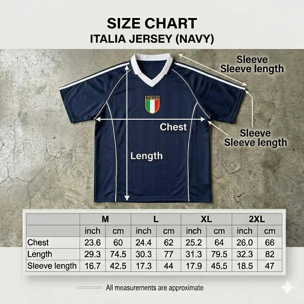 Italy Inspired Navy Heritage Football Jersey – Oversized