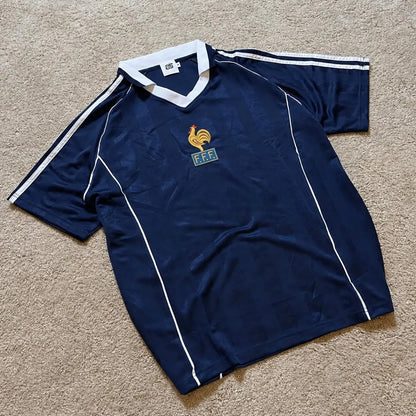 Maillot France rétro bleu marine – Écusson FFF